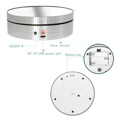 12ซม.360องศาหมุนกระจกหมุนไฟฟ้าขาตั้งจอแสดงผลอุปกรณ์ถ่ายภาพวิดีโอTurntable,โหลด: 3กก, 12cm Mirror Black, 12cm Mirror White