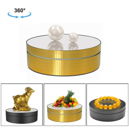 12ซม.360องศาหมุนกระจกหมุนไฟฟ้าขาตั้งจอแสดงผลอุปกรณ์ถ่ายภาพวิดีโอTurntable,โหลด: 3กก, 12cm Mirror Sequins Gold, 12cm Mirror Sequins Silver