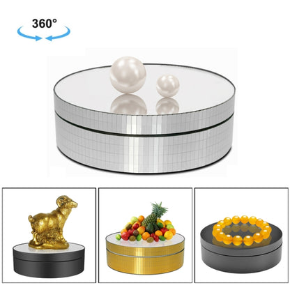 12ซม.360องศาหมุนกระจกหมุนไฟฟ้าขาตั้งจอแสดงผลอุปกรณ์ถ่ายภาพวิดีโอTurntable,โหลด: 3กก, 12cm Mirror Sequins Gold, 12cm Mirror Sequins Silver