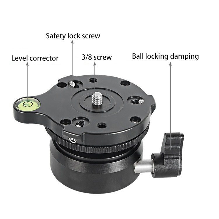 BEXIN DY-60N 3/8 นิ้วโดม Professional ขาตั้งกล้อง Leveling 360 องศา Panorama ฐานระดับฟองสบู่และอะแดปเตอร์สกรู 3/8 นิ้ว, DY-60N 3/8 inch