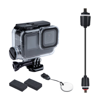 สำหรับ GoPro HERO10 Black / HERO9 Black การชาร์จเคสกันน้ำ 30 ม. พร้อมหัวเข็มขัดและสกรูพื้นฐาน, For GoPro HERO9 Black / Charging