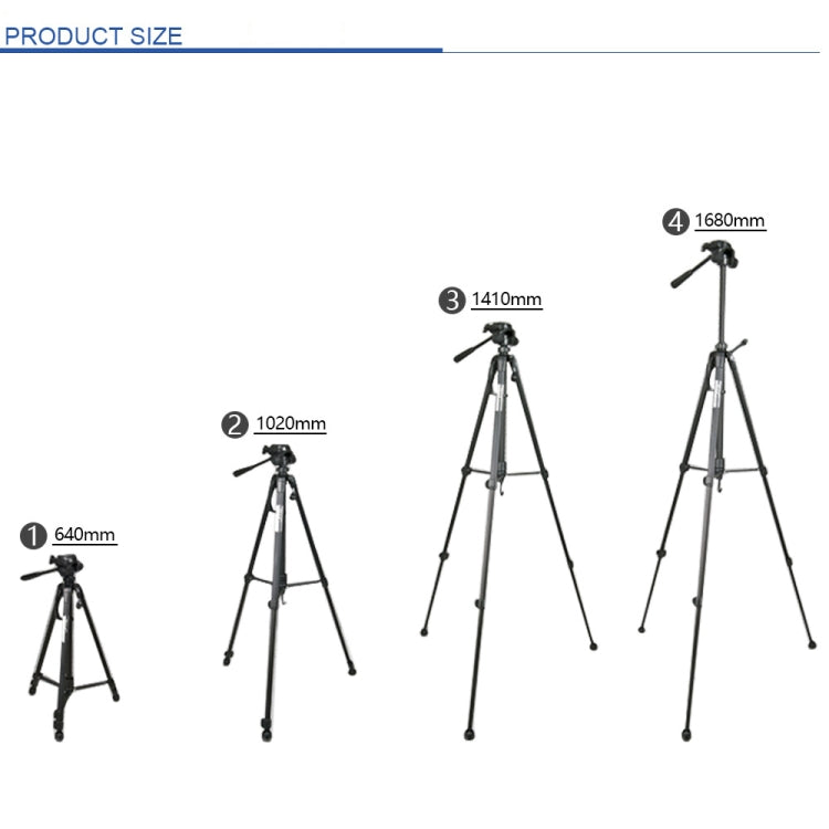 WeiFeng WT-3560 ขาพับ 3 ส่วนถ่ายทอดสดขาตั้งกล้องอลูมิเนียมอัลลอยด์, WT-3560