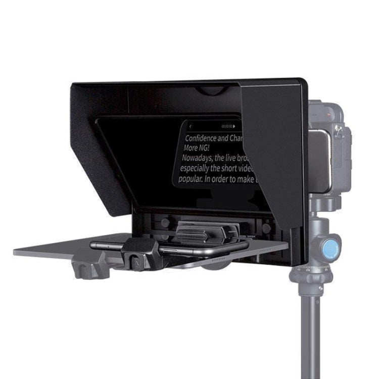 FEELWORLD TP10 แบบพกพา 10 นิ้ว Teleprompter พับพร้อมรีโมทคอนโทรลเลนส์อะแดปเตอร์แหวนสำหรับด้านล่าง 10 นิ้วสมาร์ทโฟน/แท็บเล็ต, TP10
