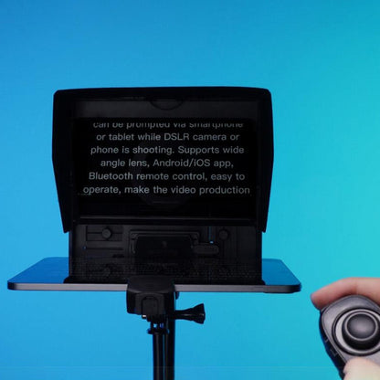FEELWORLD TP10 แบบพกพา 10 นิ้ว Teleprompter พับพร้อมรีโมทคอนโทรลเลนส์อะแดปเตอร์แหวนสำหรับด้านล่าง 10 นิ้วสมาร์ทโฟน/แท็บเล็ต, TP10