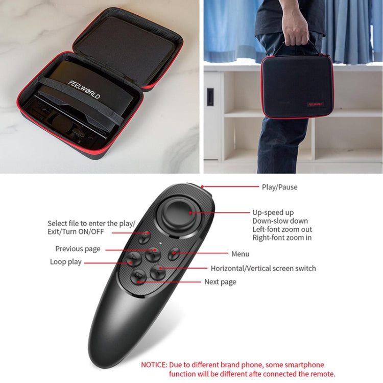 FEELWORLD TP10 แบบพกพา 10 นิ้ว Teleprompter พับพร้อมรีโมทคอนโทรลเลนส์อะแดปเตอร์แหวนสำหรับด้านล่าง 10 นิ้วสมาร์ทโฟน/แท็บเล็ต, TP10