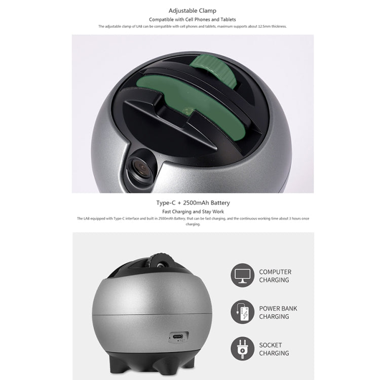 LAIZESKE LA8 ที่วางโทรศัพท์หุ่นยนต์อัจฉริยะ 360 องศาติดตามอัตโนมัติ, LA8