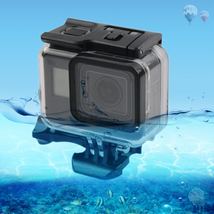 เคสป้องกันที่อยู่อาศัยกันน้ำ 45 ม. + หน้าจอสัมผัสฝาหลังสำหรับ GoPro NEW HERO / HERO6 / 5 พร้อมหัวเข็มขัดและสกรูพื้นฐานไม่จำเป็นต้องถอดเลนส์, Touch Screen (Transparent)