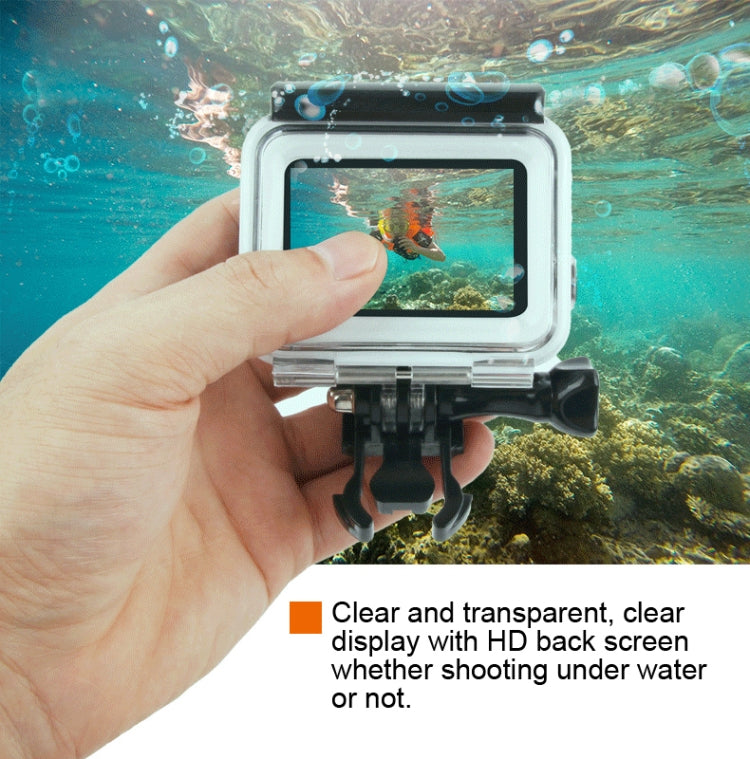 เคสป้องกันที่อยู่อาศัยกันน้ำ 45 ม. + หน้าจอสัมผัสฝาหลังสำหรับ GoPro NEW HERO /HERO6 /5 พร้อมหัวเข็มขัดพื้นฐานและสกรูและฟิลเตอร์ (สีม่วง, สีแดง, สีชมพู) ไม่จำเป็นต้องถอดเลนส์, Touch Screen + Filters (Transparent)