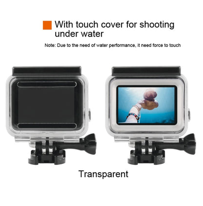 เคสป้องกันที่อยู่อาศัยกันน้ำ 45 ม. + หน้าจอสัมผัสฝาหลังสำหรับ GoPro NEW HERO /HERO6 /5 พร้อมหัวเข็มขัดพื้นฐานและสกรูและฟิลเตอร์ (สีม่วง, สีแดง, สีชมพู) ไม่จำเป็นต้องถอดเลนส์, Touch Screen + Filters (Transparent)