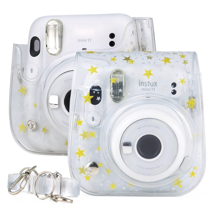 กระเป๋ากล้องฮาร์ดเคสพีวีซีคริสตัลดาวพร้อมสายสะพายสำหรับ FUJIFILM Instax Mini 11, Transparent