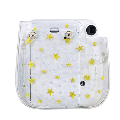 กระเป๋ากล้องฮาร์ดเคสพีวีซีคริสตัลดาวพร้อมสายสะพายสำหรับ FUJIFILM Instax Mini 11, Transparent