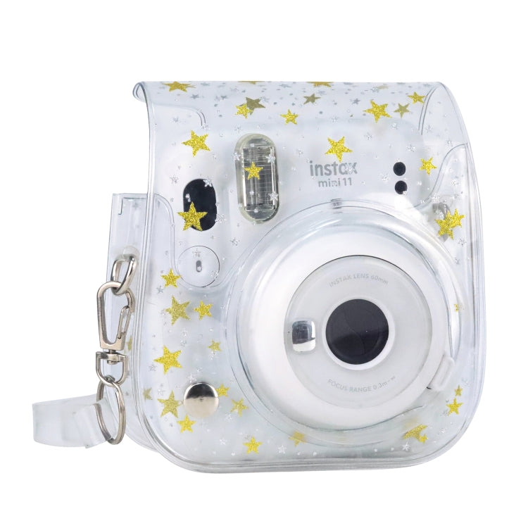 กระเป๋ากล้องฮาร์ดเคสพีวีซีคริสตัลดาวพร้อมสายสะพายสำหรับ FUJIFILM Instax Mini 11, Transparent