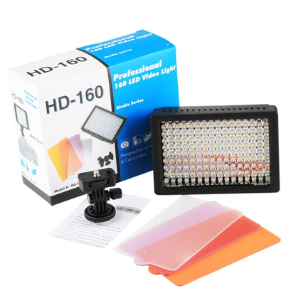 HD-160 แสงสีขาว LED Video Light กล้องการถ่ายภาพแสงเติมแสงสำหรับ Canon, Nikon, กล้อง DSLR พร้อมแผ่นกรอง 3 แผ่น, HD-160