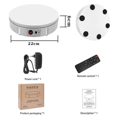 22 ซม.ไฟฟ้าหมุนขาตั้งจอแสดงผลอุปกรณ์ถ่ายภาพวิดีโอ Turntable,โหลด: 50 กก.,AU Plug, 22cm, AU Plug