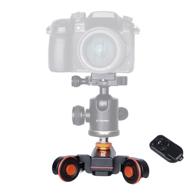 YELANGU L4X กล้องล้อ Dolly II ตัวเลื่อนรางไฟฟ้า 3 ล้อวิดีโอรอกรถดอลลี่กลิ้งพร้อมรีโมทคอนโทรลสำหรับกล้อง DSLR / Home DV, GoPro, สมาร์ทโฟน, โหลด: 3 กก., L4X Dolly Car Black