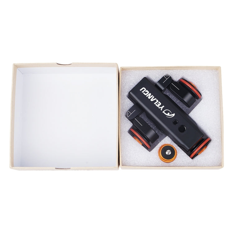 YELANGU L4X กล้องล้อ Dolly II ตัวเลื่อนรางไฟฟ้า 3 ล้อวิดีโอรอกรถดอลลี่กลิ้งพร้อมรีโมทคอนโทรลสำหรับกล้อง DSLR / Home DV, GoPro, สมาร์ทโฟน, โหลด: 3 กก., L4X Dolly Car Black
