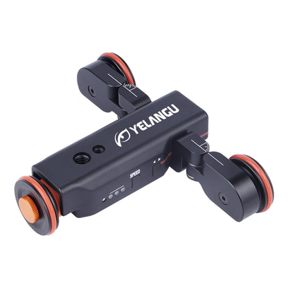 YELANGU L4X กล้องล้อ Dolly II ตัวเลื่อนรางไฟฟ้า 3 ล้อวิดีโอรอกรถดอลลี่กลิ้งพร้อมรีโมทคอนโทรลสำหรับกล้อง DSLR / Home DV, GoPro, สมาร์ทโฟน, โหลด: 3 กก., L4X Dolly Car Black