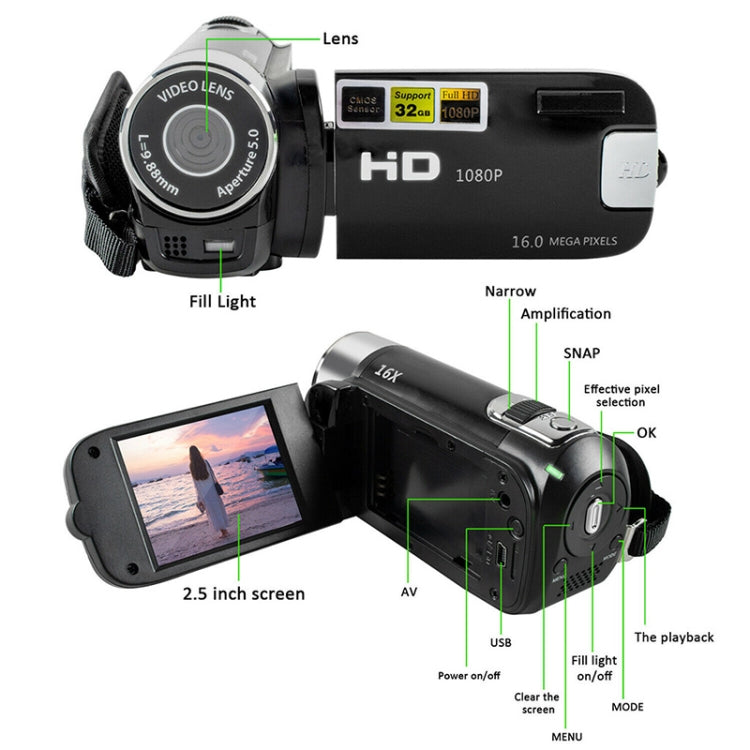 ซูมดิจิตอล 16 เท่า HD กล้อง DV สำหรับการเดินทางในบ้าน 16 ล้านพิกเซล ปลั๊กสหราชอาณาจักร, UK Plug