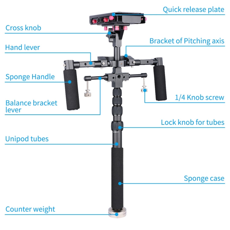 YELANGU S300 4 in 1 แท่นขุดเจาะมัลติฟังก์ชั่น + แท่นขุดเจาะมือถือคู่ + Monopod + โคลงสำหรับกล้อง / กล้อง SLR ช่วงความสูง: 63 ซม. - 170 ซม., YELANGU S300