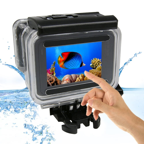 สำหรับ GoPro HERO6 / 5 หน้าจอสัมผัสเคสกันน้ำ 45 ม. พร้อมหัวเข็มขัดและสกรูพื้นฐานไม่จำเป็นต้องถอดเลนส์, 45m Waterproof