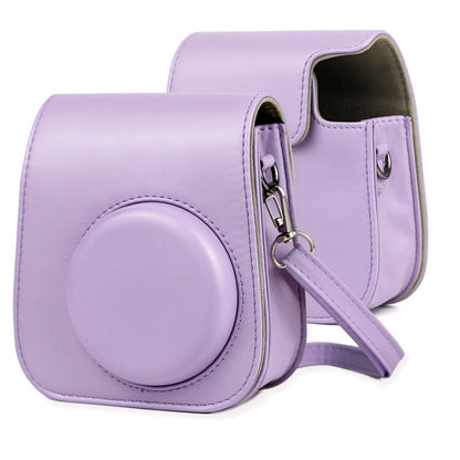 เคสหนังกระเป๋ากล้องแบบเต็มตัวพร้อมสายสะพายสำหรับ FUJIFILM Instax mini 11, Purple