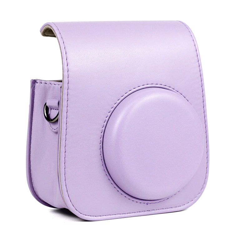 เคสหนังกระเป๋ากล้องแบบเต็มตัวพร้อมสายสะพายสำหรับ FUJIFILM Instax mini 11, Purple