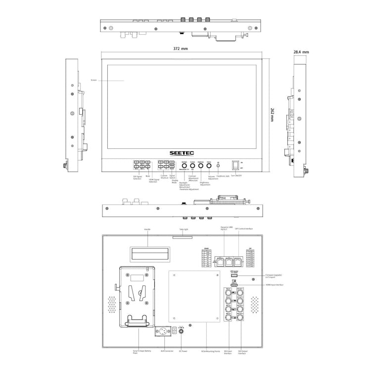 SEETEC ATEM156S 15.6 นิ้ว 3G-SDI HDMI Full HD 1920x1080P Multi-กล้อง Broadcast Monitor, ATEM156S