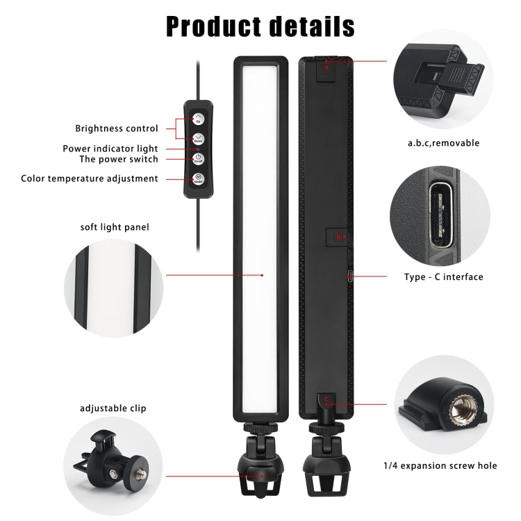LUXCeO WS66 USB LED ไฟวิดีโอสด 2500K-9000K แล็ปท็อปสองสีการประชุมเติมแสง, WS66