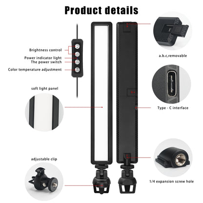 LUXCeO WS66 USB LED ไฟวิดีโอสด 2500K-9000K แล็ปท็อปสองสีการประชุมเติมแสง, WS66