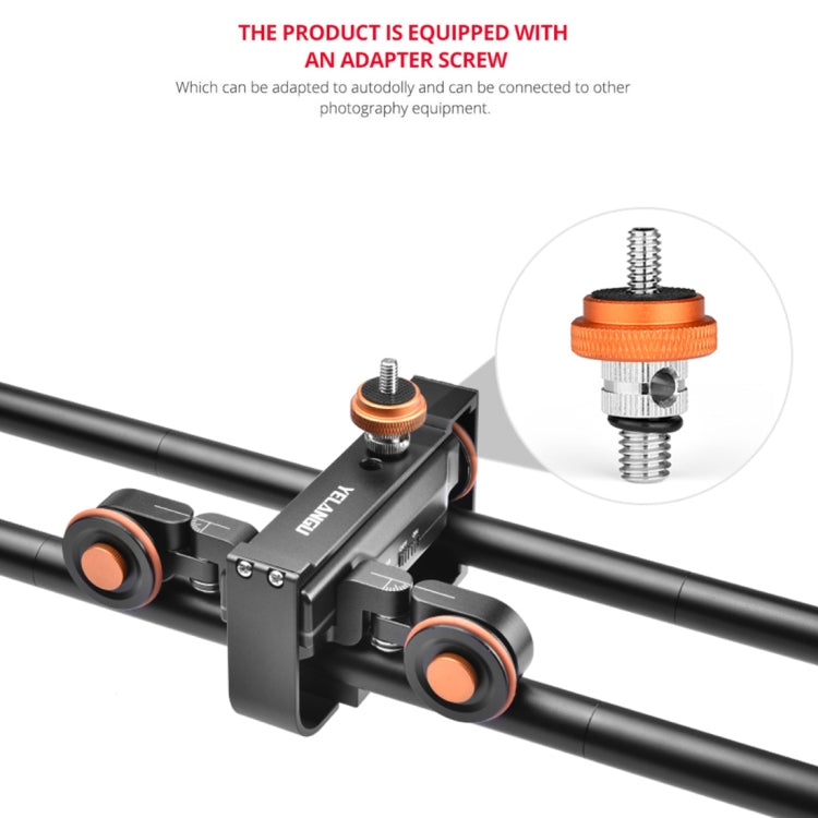 YELANGU L60E รางสไลด์ขนาด 60 ซม. + L4 ดอลลี่วิดีโอ 3 ล้อพร้อมแคลมป์โทรศัพท์และหัวบอล, L60E+L4X+PC03+T1