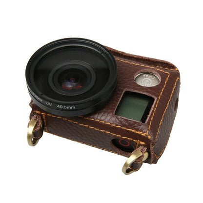 สำหรับ GoPro HERO4 เคสหนังแท้เนื้อลิ้นจี่พร้อมสลิง, Litchi Texture (Brown)