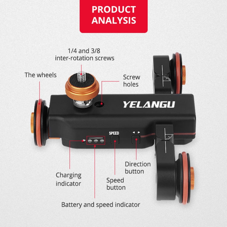 YELANGU L4X Camera Wheel Dolly + PC03 Phone Clamp with Remote, โหลด: 3kg, L4X Dolly+ PC03 Phone Clamp
