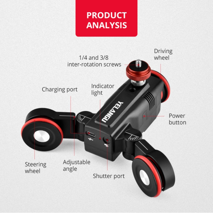 YELANGU L50E 60 ซม. Splicing กล้อง Slider Dolly Rail + L5i Dolly รถ