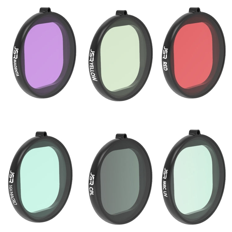 JSR Round Housing Diving 6 in 1 UV + CPL + 16X Macro + แดง + เหลือง + กรองเลนส์สีม่วงสำหรับ GoPro HERO8 Black, 6 in 1 Lens