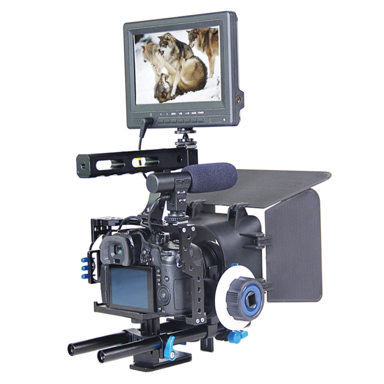 YELANGU YLG1105A จับกล้องวิดีโอชุดโคลงกรงพร้อมกล่องเคลือบและติดตามโฟกัสสำหรับ Panasonic Lumix DMC-GH4 & G7 / Sony A7 & A7S & A7R & A7RII & A7SII, YLG1105A