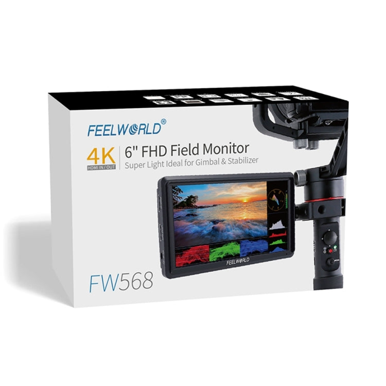 FEELWORLD FW568 V3 6 นิ้ว 3D LUT กล้อง DSLR จอภาพภาคสนาม, IPS Full HD 1920 x 1152, รองรับอินพุต HDMI เอาต์พุตแขนเอียง