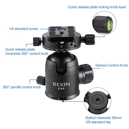 BEXIN RC294 ขาตั้งกล้องคาร์บอนไฟเบอร์แบบพับได้แบบพกพาพร้อม K44 Panoramic BallHead, RC294+K44