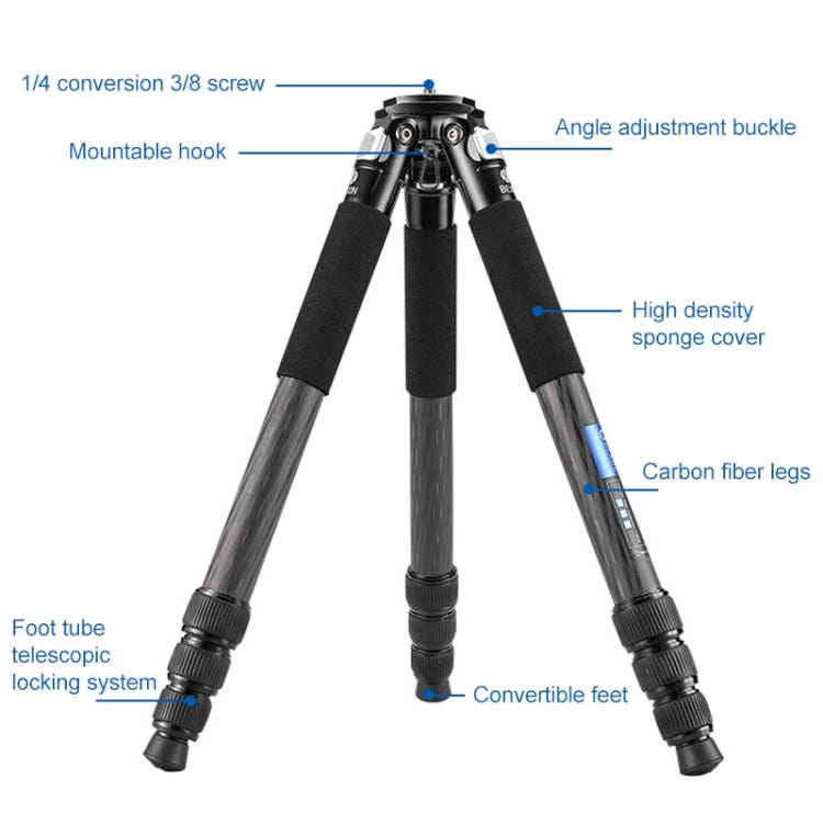BEXIN RC334 ขาตั้งกล้องคาร์บอนไฟเบอร์แบบพับได้แบบพกพา, RC334