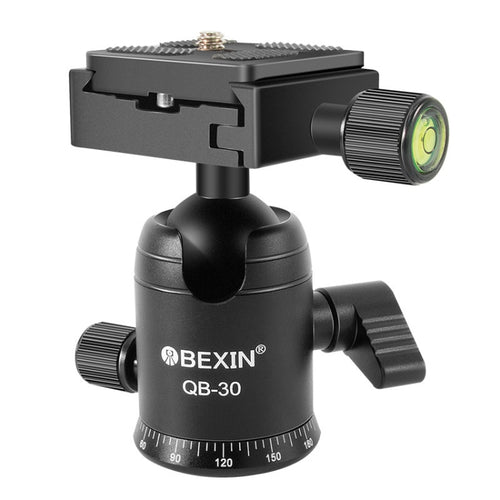 BEIXIN QB-30 หัวบอลโลหะพาโนรามาหมุนได้ 360 องศาพร้อมแผ่นปลดเร็ว, QB-30