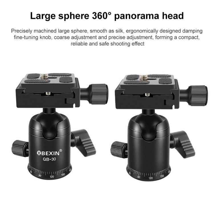 BEIXIN QB-30 หัวบอลโลหะพาโนรามาหมุนได้ 360 องศาพร้อมแผ่นปลดเร็ว, QB-30