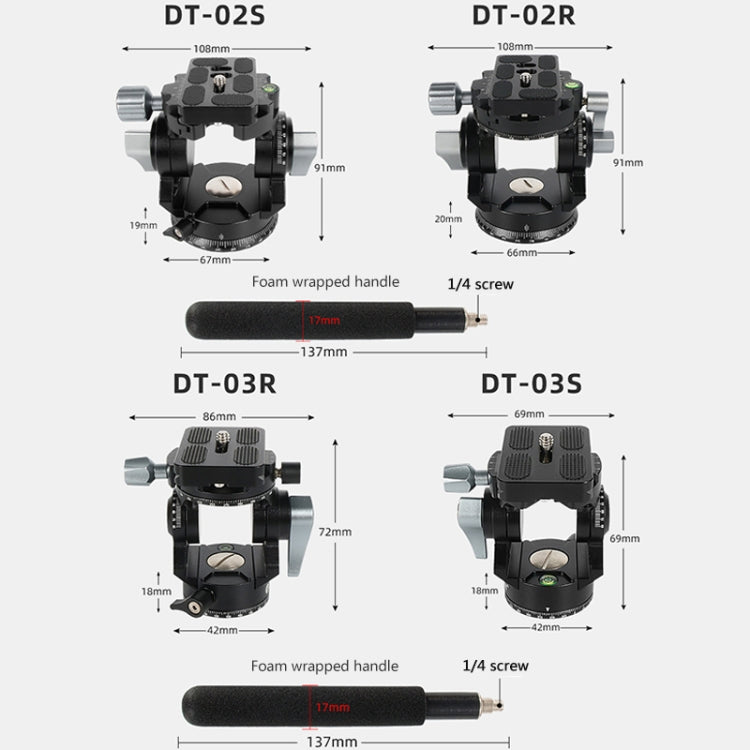 BEXIN DT-02R/S 2D 720 องศา Panorama Heavy Duty ขาตั้งกล้อง Action Fluid Drag Head พร้อม Quick Release Plate, DT-02R/S