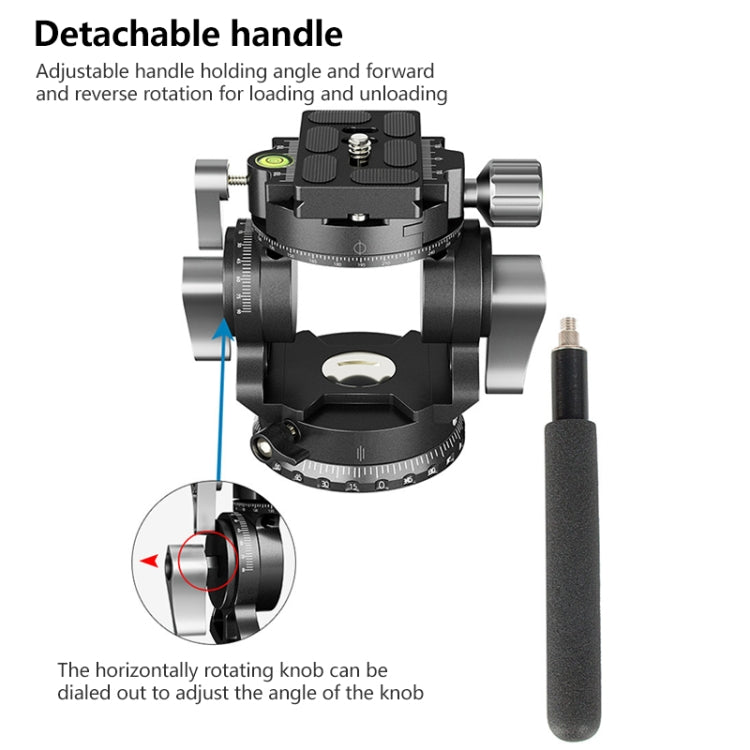 BEXIN DT-02R/S 2D 720 องศา Panorama Heavy Duty ขาตั้งกล้อง Action Fluid Drag Head พร้อม Quick Release Plate, DT-02R/S