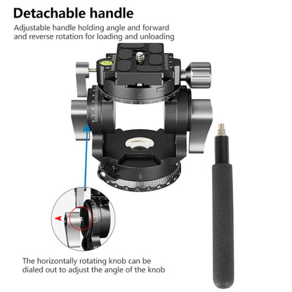 BEXIN DT-02R/S 2D 720 องศา Panorama Heavy Duty ขาตั้งกล้อง Action Fluid Drag Head พร้อม Quick Release Plate, DT-02R/S