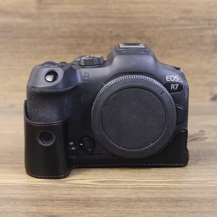 สำหรับ Canon EOS R7 1/4 นิ้วหนัง PU กล้อง ฐานครึ่งเคส, For Canon EOS R7