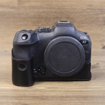 สำหรับ Canon EOS R7 1/4 นิ้วหนัง PU กล้อง ฐานครึ่งเคส, For Canon EOS R7