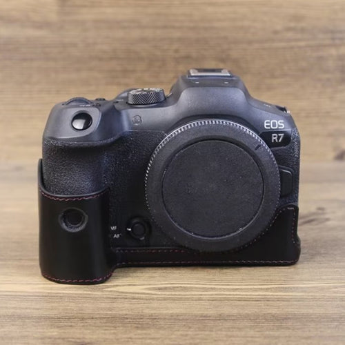 สำหรับ Canon EOS R7 1/4 นิ้วหนัง PU กล้อง ฐานครึ่งเคส, For Canon EOS R7