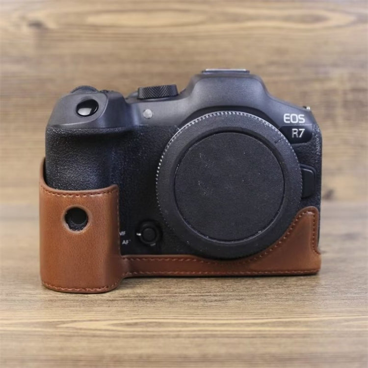 สำหรับ Canon EOS R7 1/4 นิ้วหนัง PU กล้อง ฐานครึ่งเคส, For Canon EOS R7
