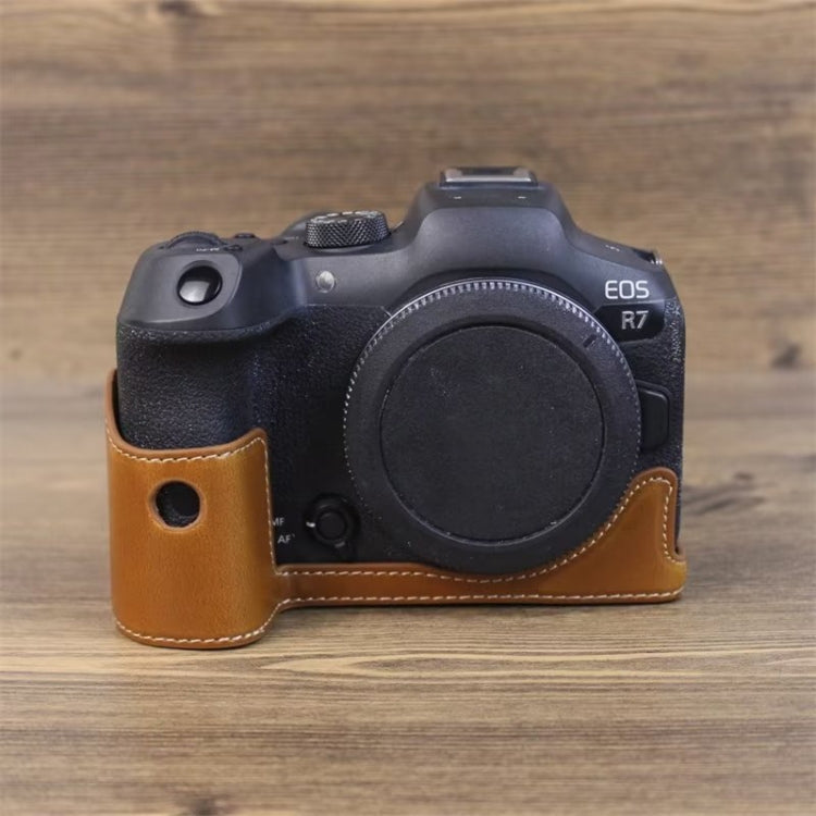 สำหรับ Canon EOS R7 1/4 นิ้วหนัง PU กล้อง ฐานครึ่งเคส, For Canon EOS R7