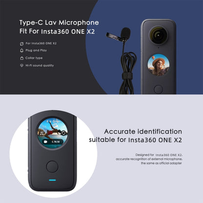 สำหรับ Insta360 ONE X2 Lavalier Clip Type-C ไมโครโฟนบันทึก, For Insta360 ONE X2
