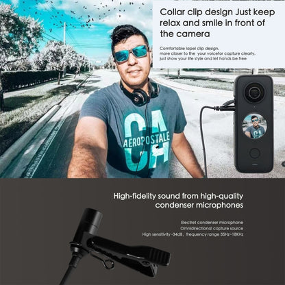 สำหรับ Insta360 ONE X2 Lavalier Clip Type-C ไมโครโฟนบันทึก, For Insta360 ONE X2